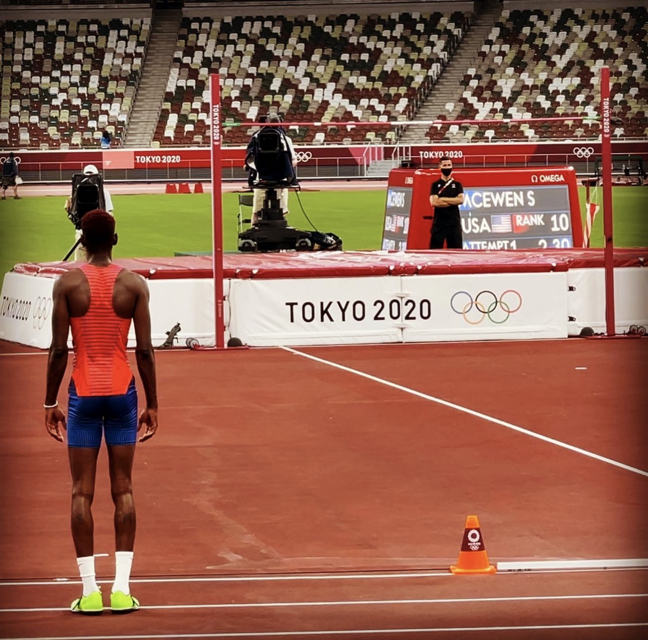 Shelby McEwen preparing for an attempt in the high jump final at the Tokyo 2020 Olympic Games